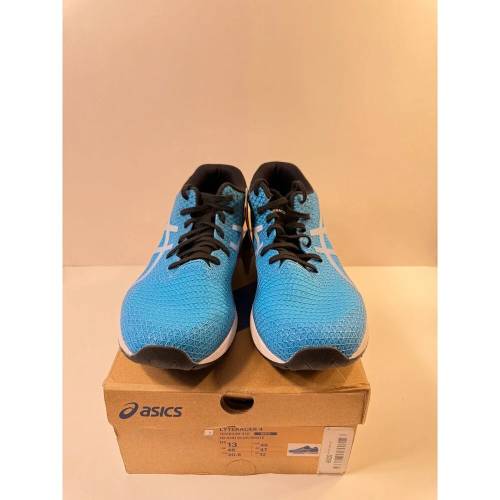 Asics Mens Lyteracer 4 Blue Black Running Shoes US 13